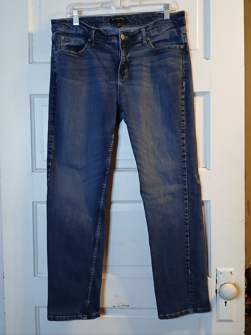 Banana Republic Slim Straight Jeans Womens 31x28 Blue Mid Rise Stretch Denim